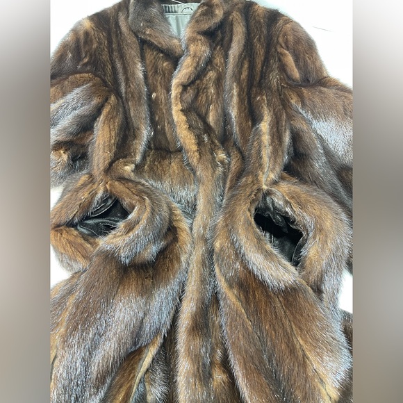 Natural Mahogany Mink Fur Coat Andriana Furs Full Length Size 12 - EXCELLENT - Picture 13 of 17